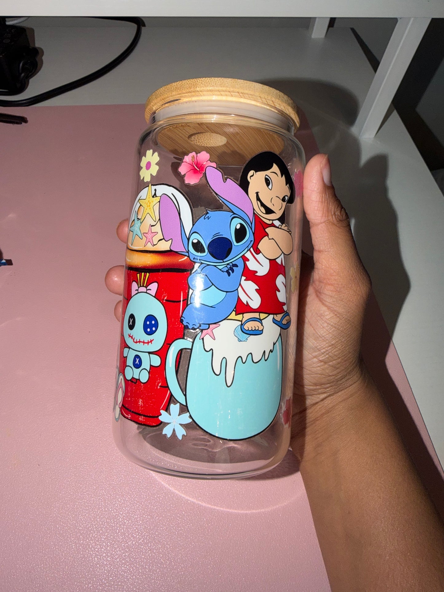 16oz Stitch Glass Cup