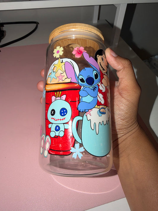 16oz Stitch Glass Cup